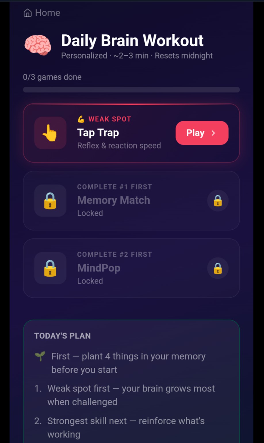 ThinkLock Daily Brain Workout screenshot