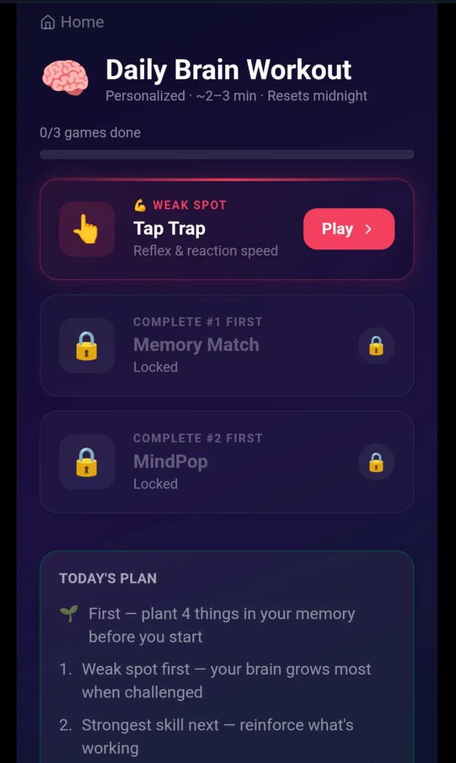 ThinkLock Daily Brain Workout screenshot